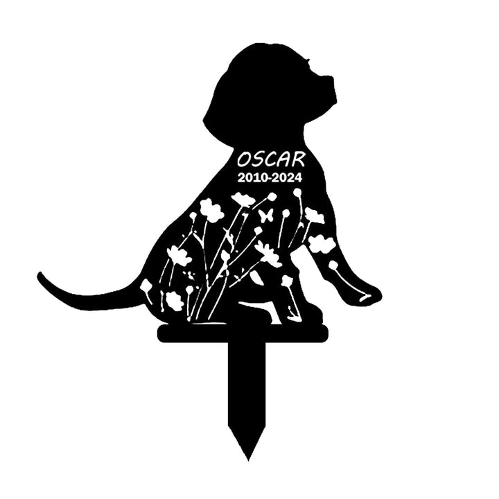 Beagle - Memorial em metal — exemplo de personalização aplicada
