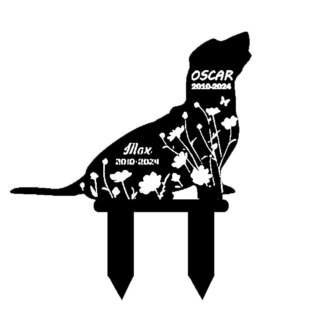 Basset Hound - Memorial em metal — exemplo de personalização aplicada