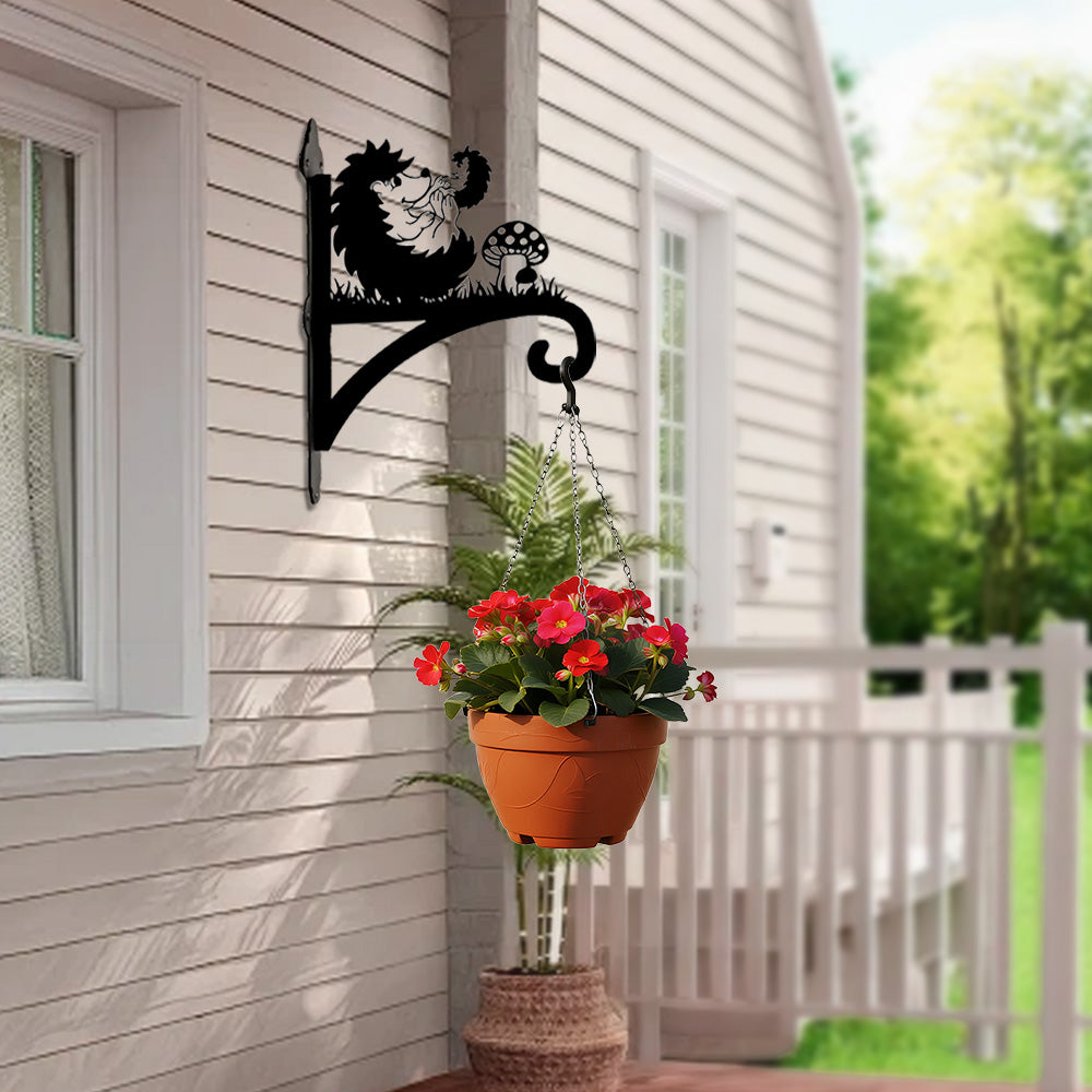 Ouriços e Cogumelo - Suporte de Planta em Metal