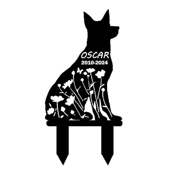 Pastor Belga Malinois - Memorial em metal — exemplo de personalização aplicada