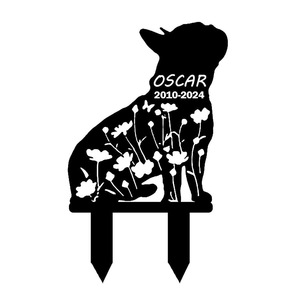 Bulldog Inglês - Memorial em metal — exemplo de personalização aplicada