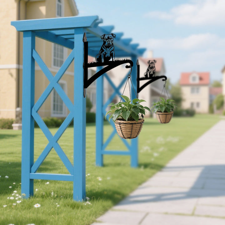 Staffordshire Bull Terrier - Suporte de Planta em Metal