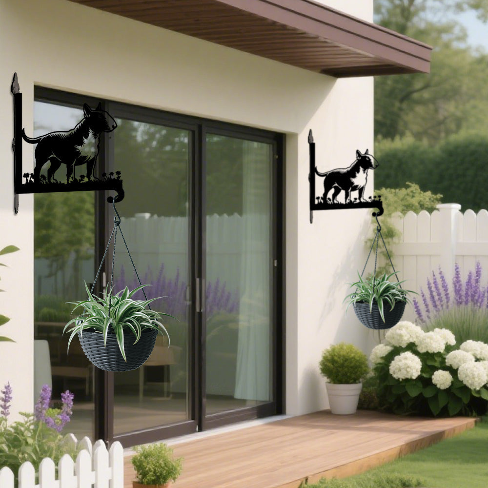 Bull Terrier Inglês - Suporte de Planta em Metal