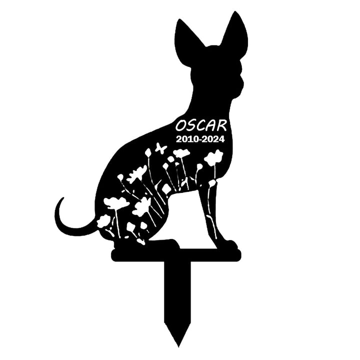 Chihuahua - Memorial em metal — exemplo de personalização aplicada
