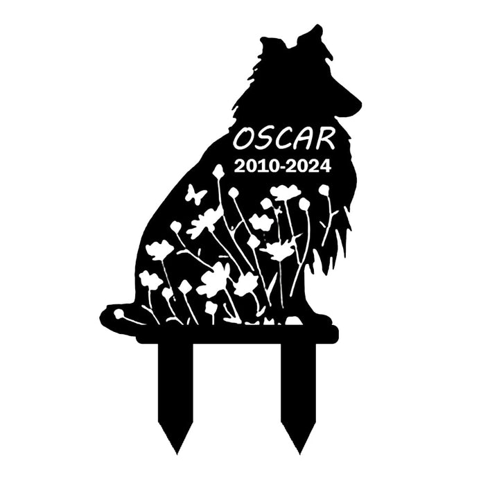 Border Collie - Memorial em metal — exemplo de personalização aplicada