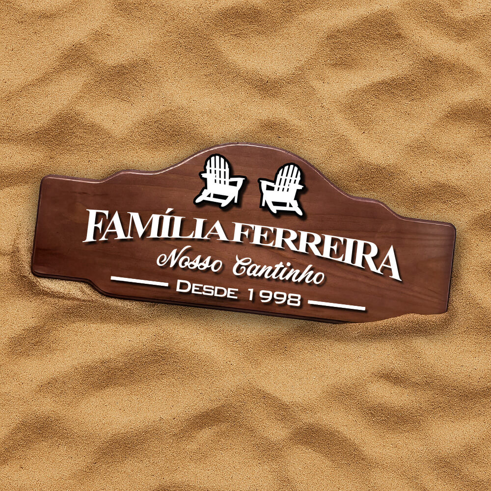 Placa de Madeira Área de Lazer