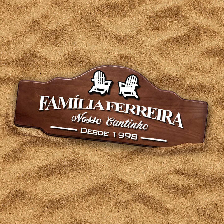 Placa de Madeira Área de Lazer