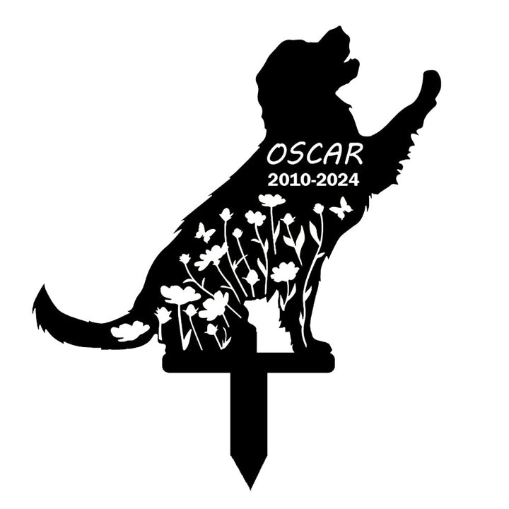 Golden Retriever - Memorial em metal — exemplo de personalização aplicada