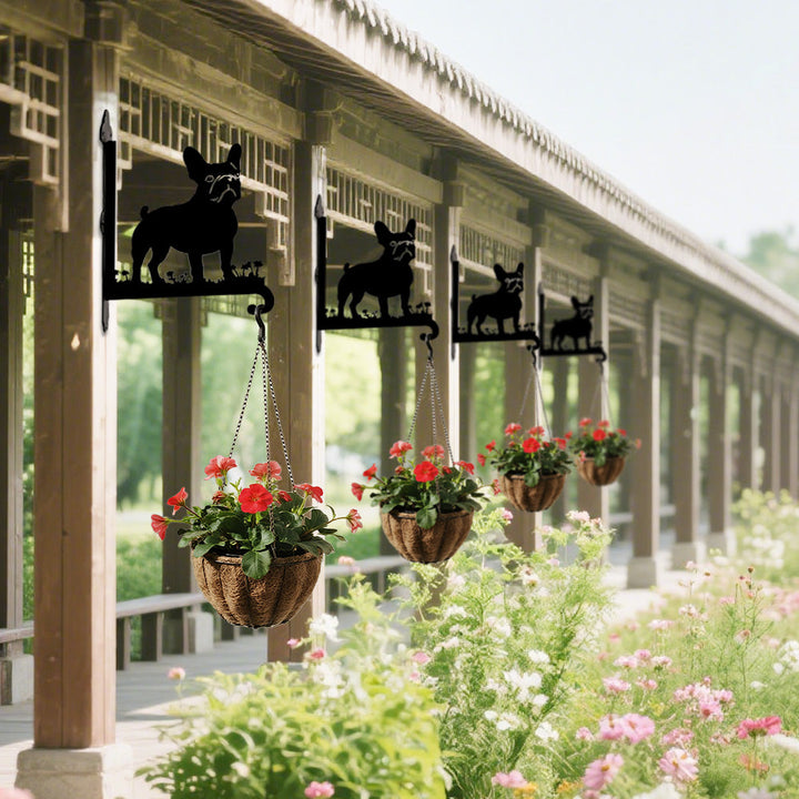 Bulldog Francês - Suporte de Planta em Metal