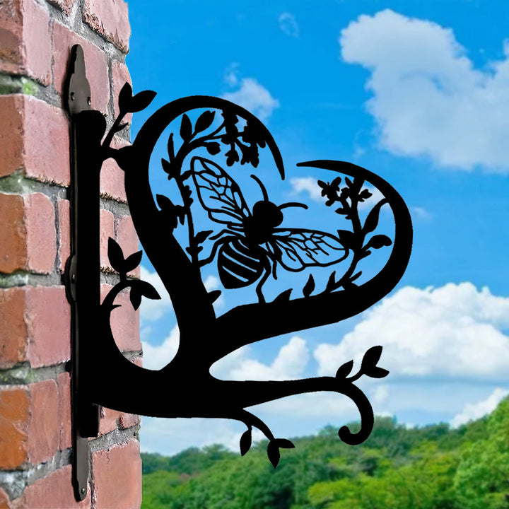 Abelha e Coração  - Suporte de Planta em Metal