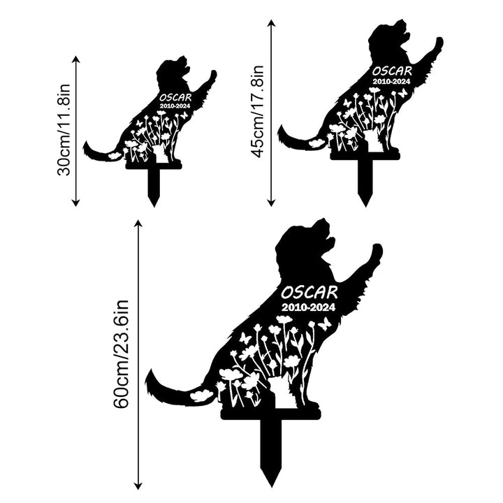 Golden Retriever - Memorial em metal — detalhe das bordas e contornos