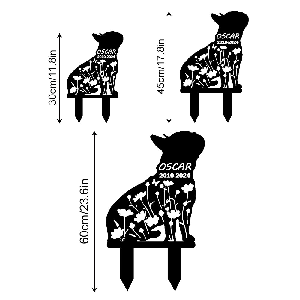 Bulldog Inglês - Memorial em metal — detalhe das bordas e contornos