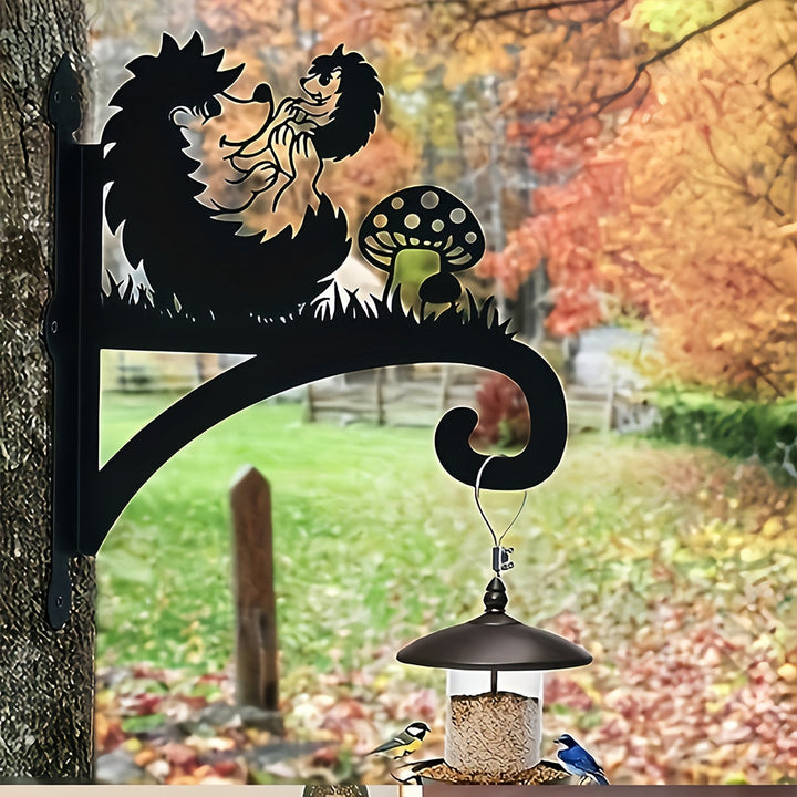 Ouriços e Cogumelo - Suporte de Planta em Metal