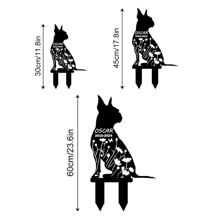 Boston Terrier - Memorial em metal — detalhe das bordas e contornos