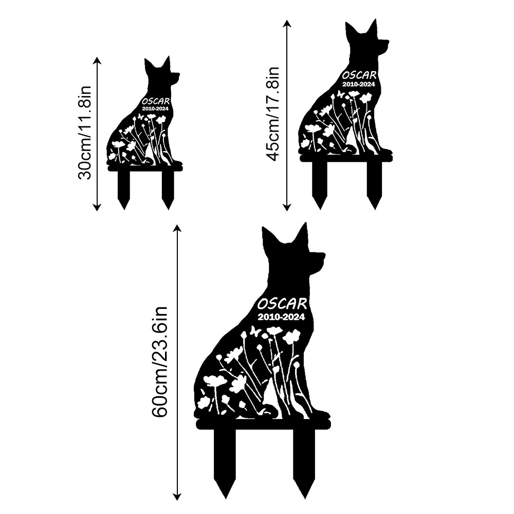 Pastor Belga Malinois - Memorial em metal — detalhe das bordas e contornos