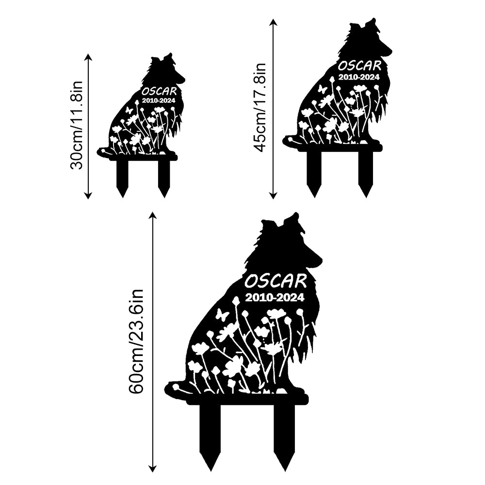 Border Collie - Memorial em metal — detalhe das bordas e contornos