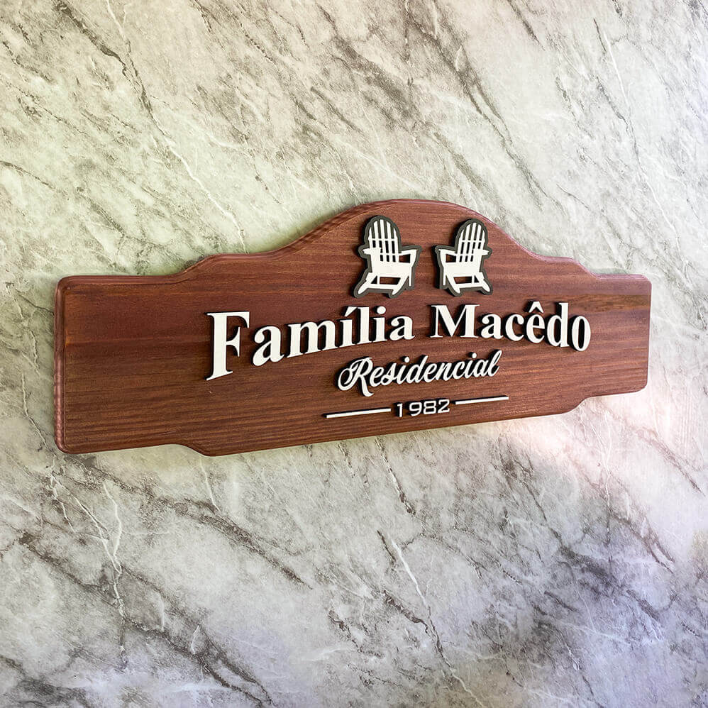 Placa de Madeira Área de Lazer