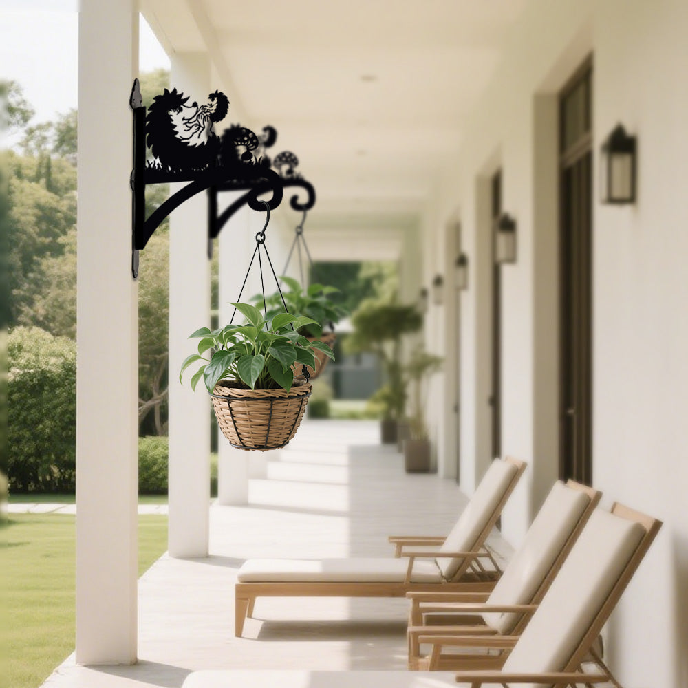 Ouriços e Cogumelo - Suporte de Planta em Metal