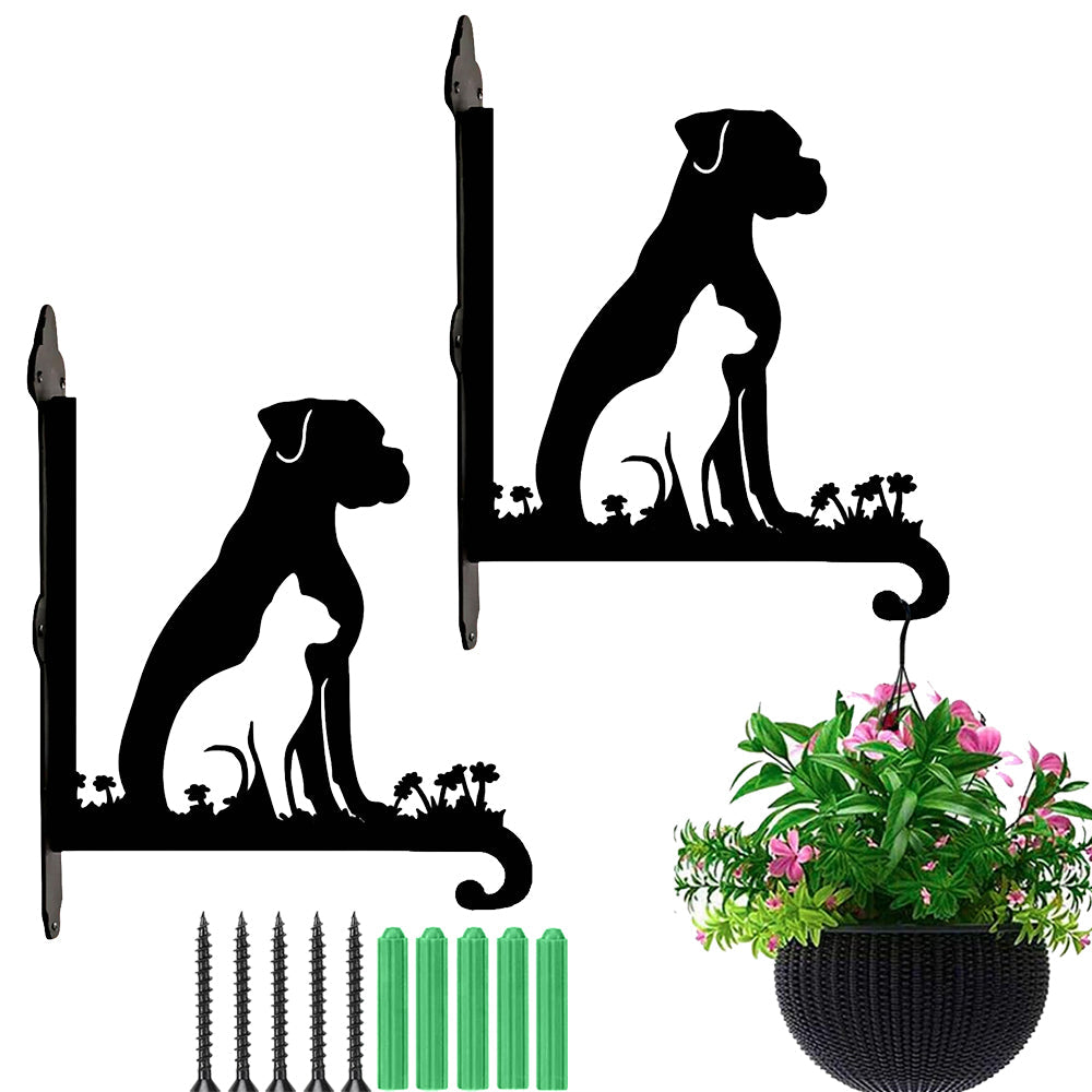 Cachorro e Gato - Suporte de Planta em Metal