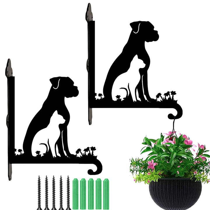 Cachorro e Gato - Suporte de Planta em Metal