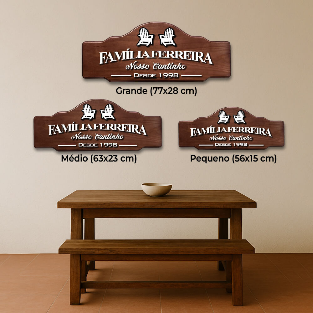 Placa de Madeira Área de Lazer