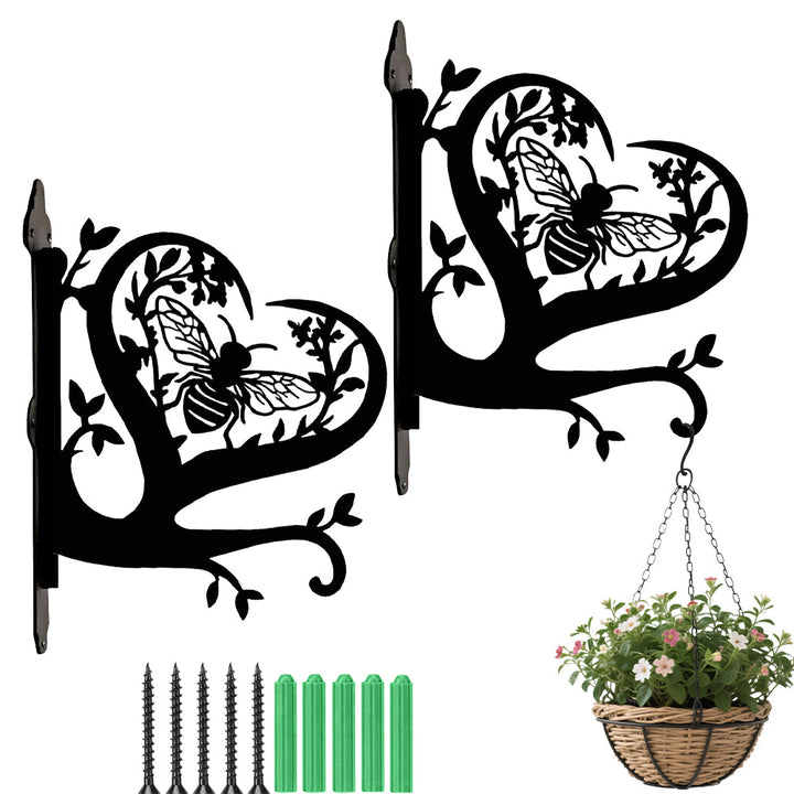 Abelha e Coração  - Suporte de Planta em Metal