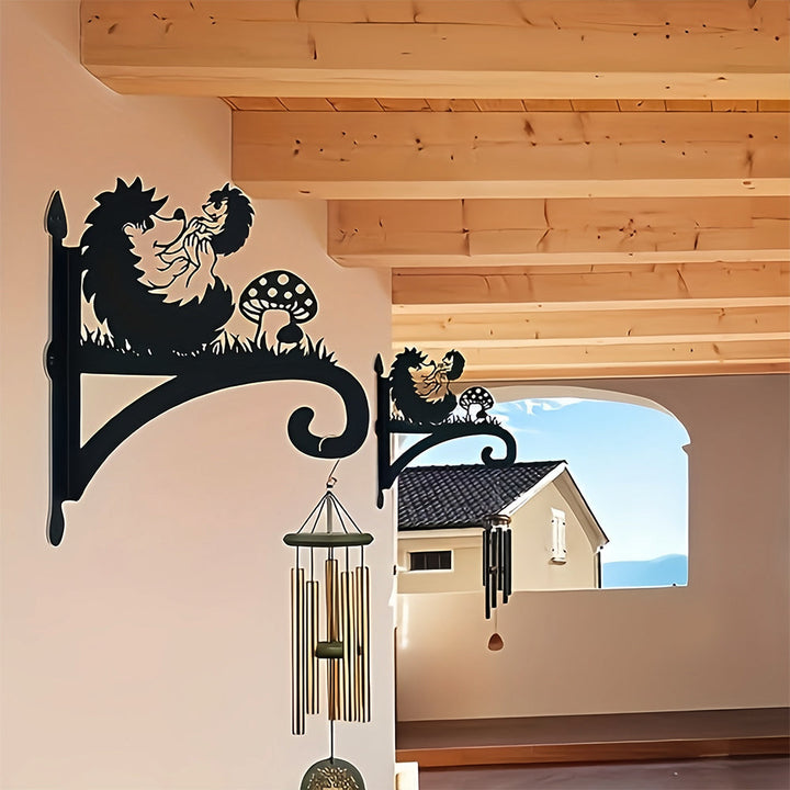 Ouriços e Cogumelo - Suporte de Planta em Metal