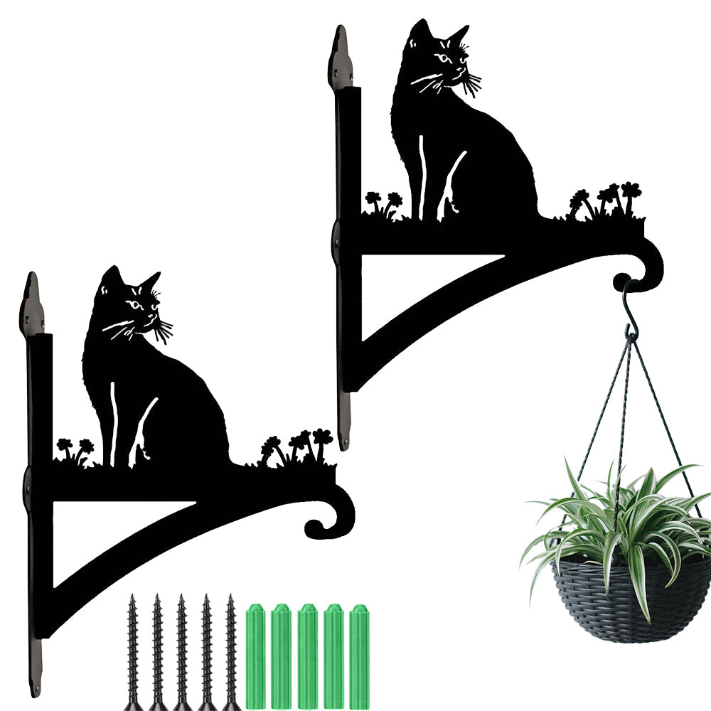 Gato Sentado - Suporte de Planta em Metal