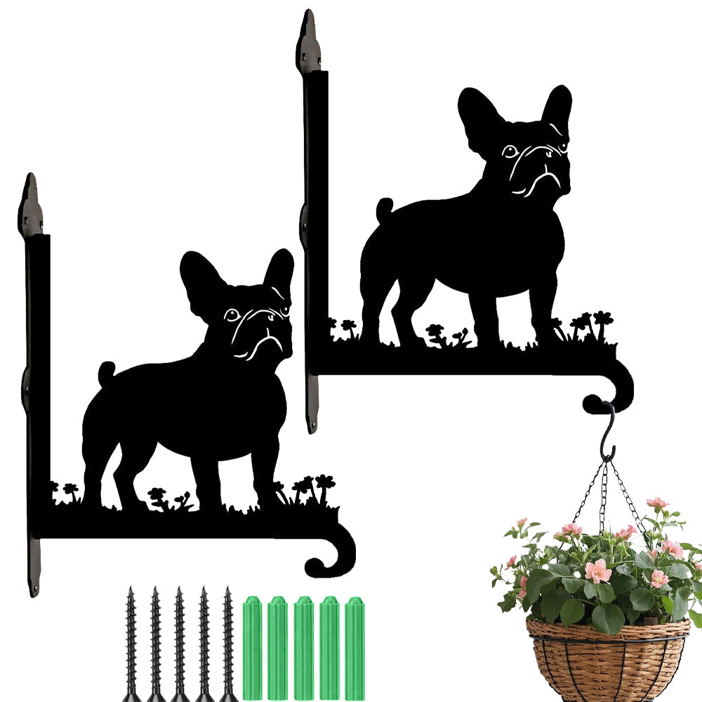 Bulldog Francês - Suporte de Planta em Metal