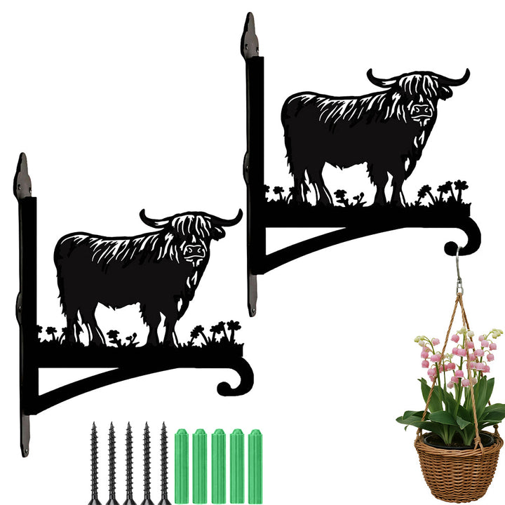 Gado Escocês - Suporte de Planta em Metal