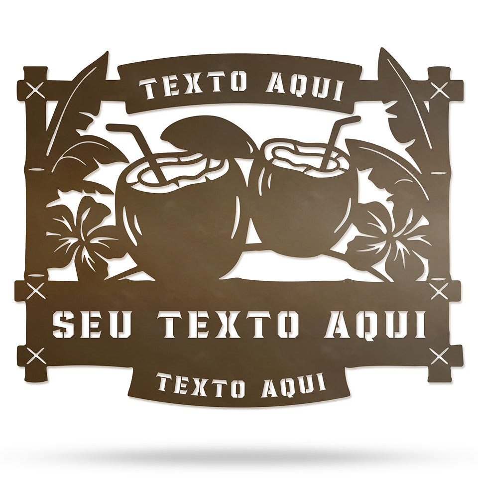 Recanto Paraíso Tropical em metal — imagem ampliada do acabamento