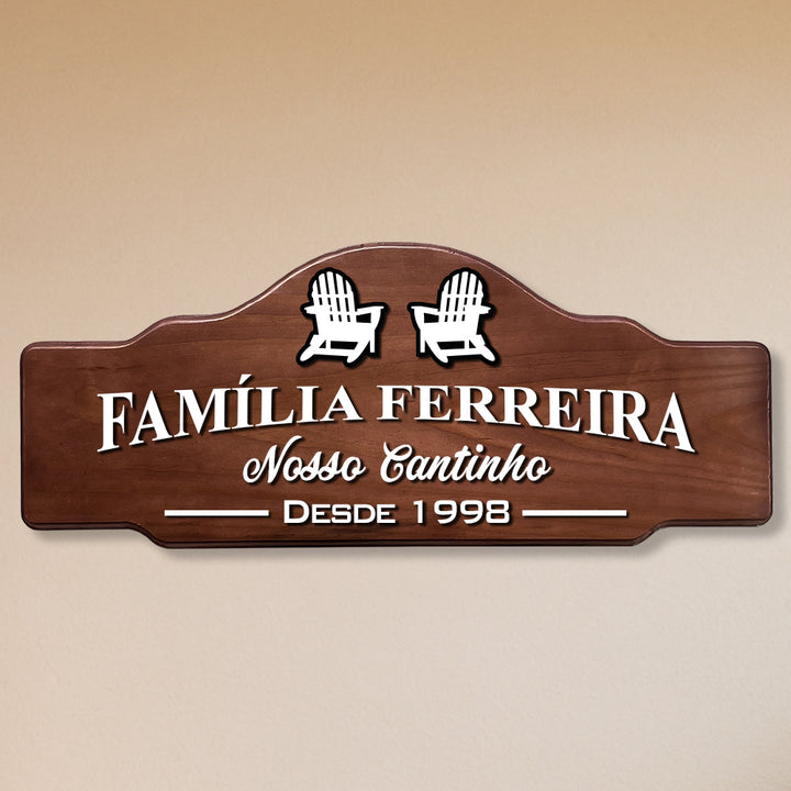 Placa de Madeira Área de Lazer