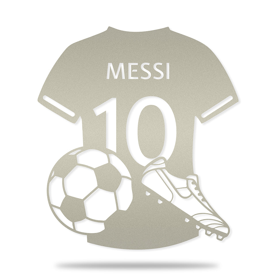 Camisa de Futebol em metal — apresentação do produto finalizado