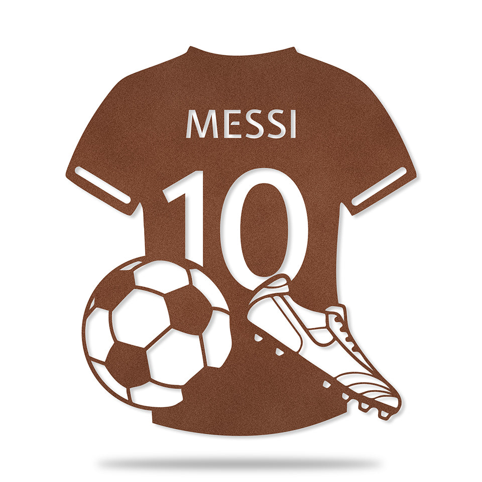 Camisa de Futebol em metal — detalhe das bordas e contornos