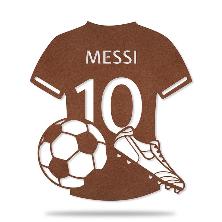 Camisa de Futebol em metal — detalhe das bordas e contornos