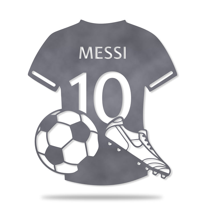Camisa de Futebol em metal — arte decorativa em primeiro plano