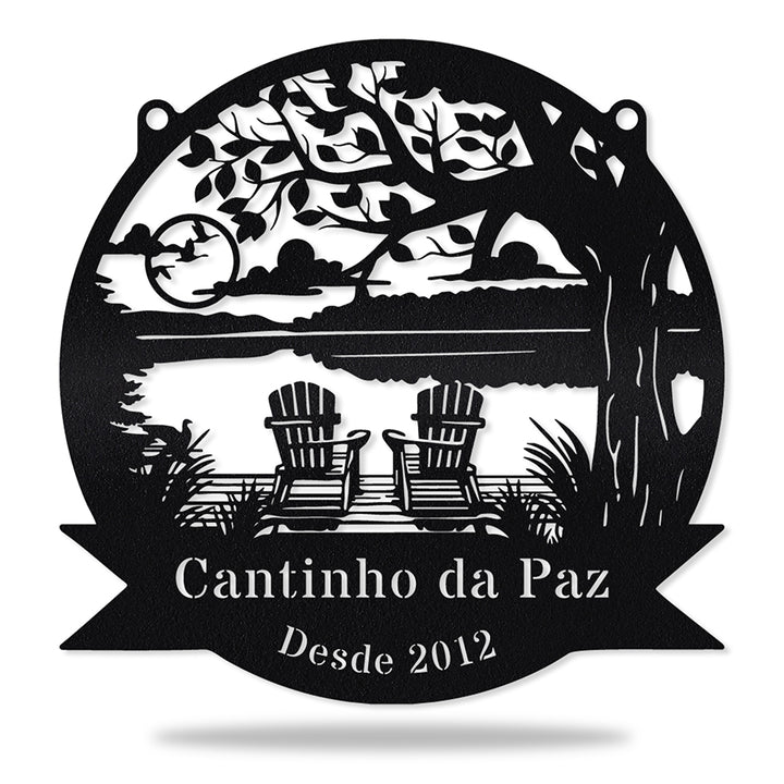 Placa Cantinho da Paz em metal, personalizada sob medida