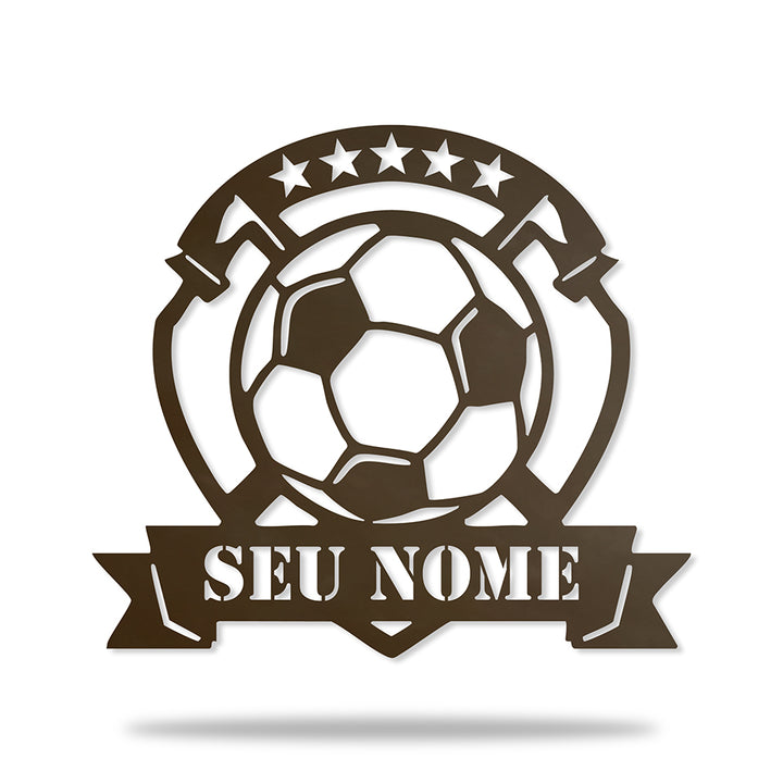 Emblema Bola de Futebol em metal — exemplo de personalização aplicada