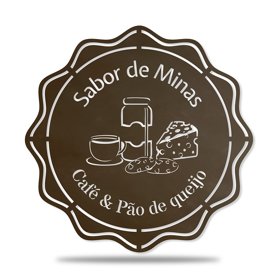 Placa Café da Manhã em metal — exemplo de personalização aplicada