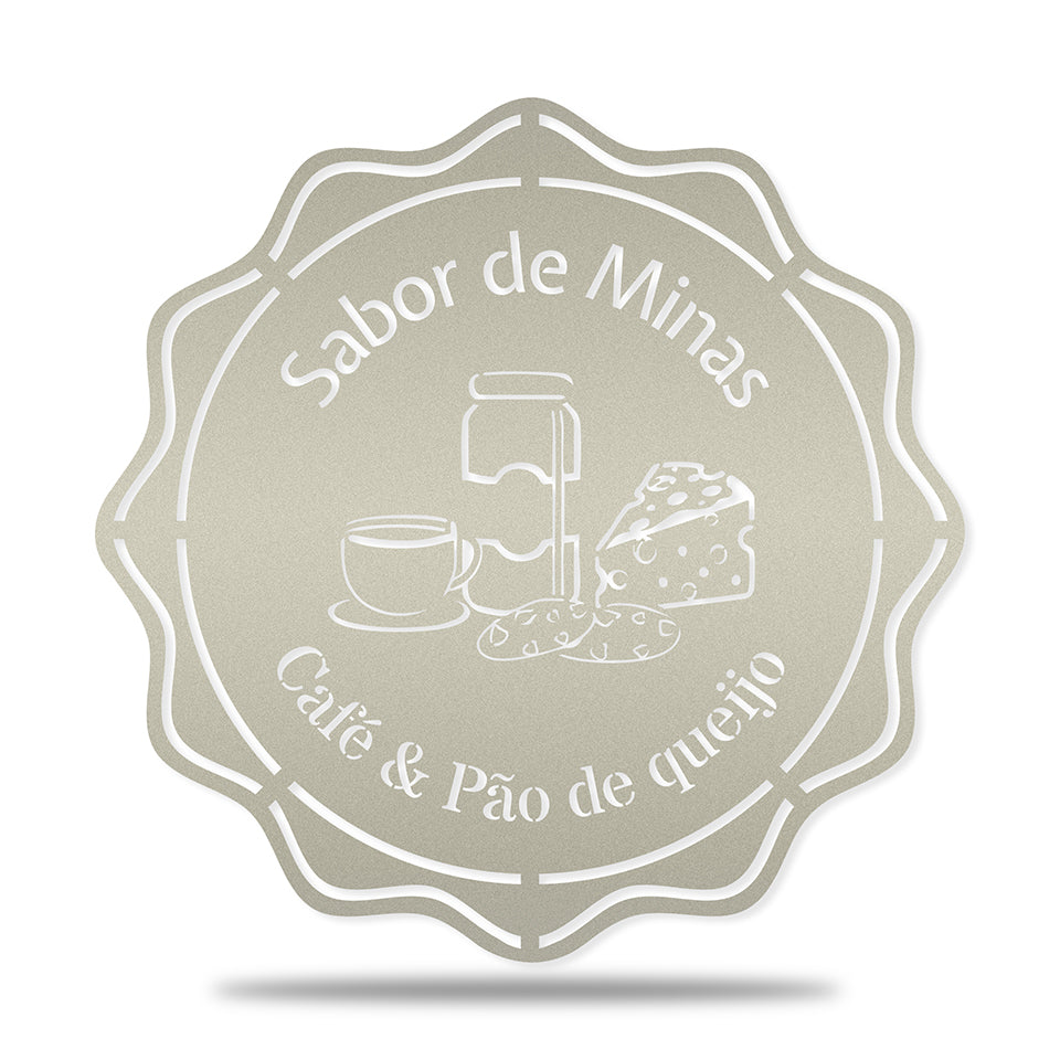 Placa Café da Manhã em metal — apresentação do produto finalizado