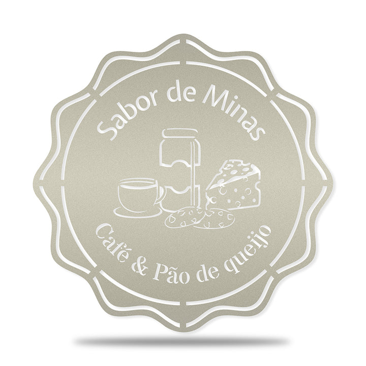Placa Café da Manhã em metal — apresentação do produto finalizado