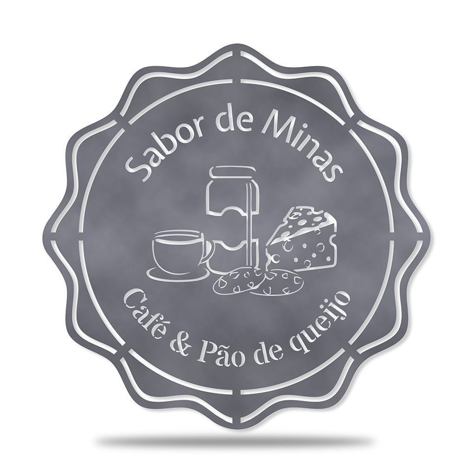 Placa Café da Manhã em metal — arte decorativa em primeiro plano
