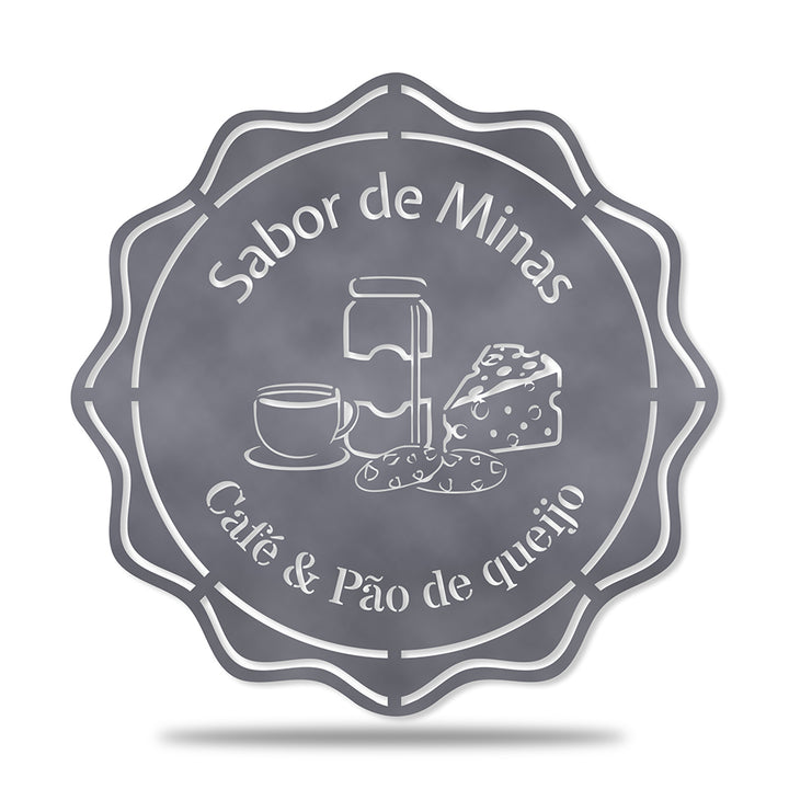 Placa Café da Manhã em metal — arte decorativa em primeiro plano