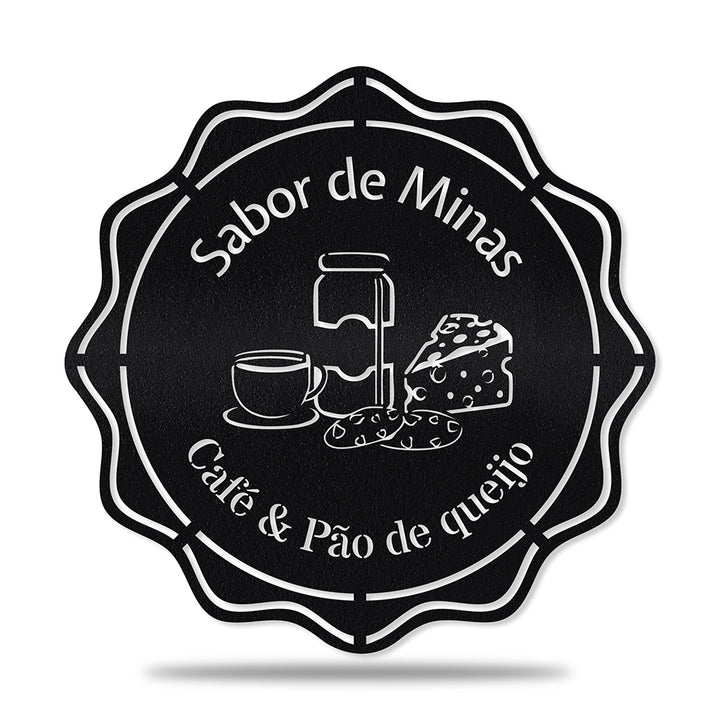 Placa Café da Manhã em metal, personalizada sob medida