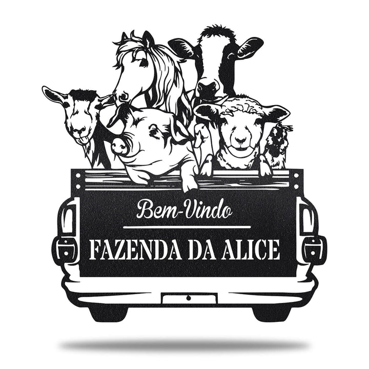 Placa de Metal Fazenda Feliz