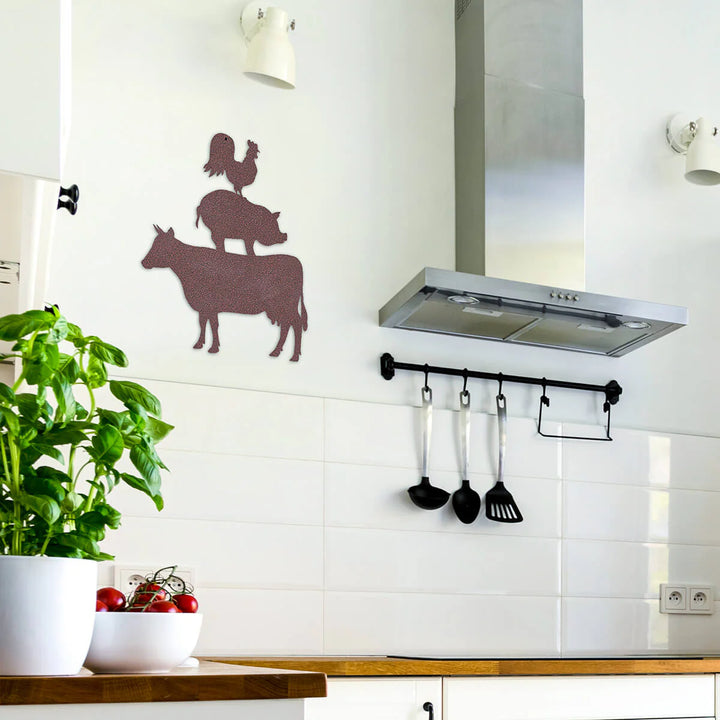 Placa Animais de Criação I em metal — detalhe do acabamento artesanal
