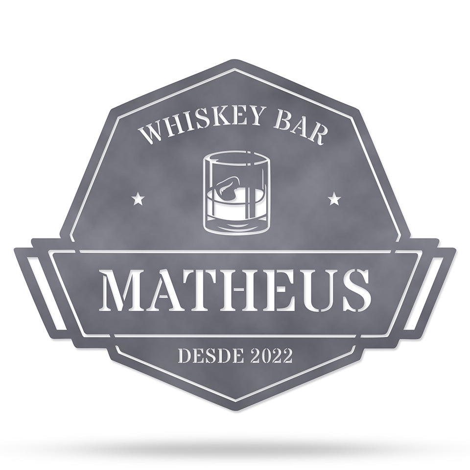 Whiskey Bar em metal — perspectiva complementar da peça