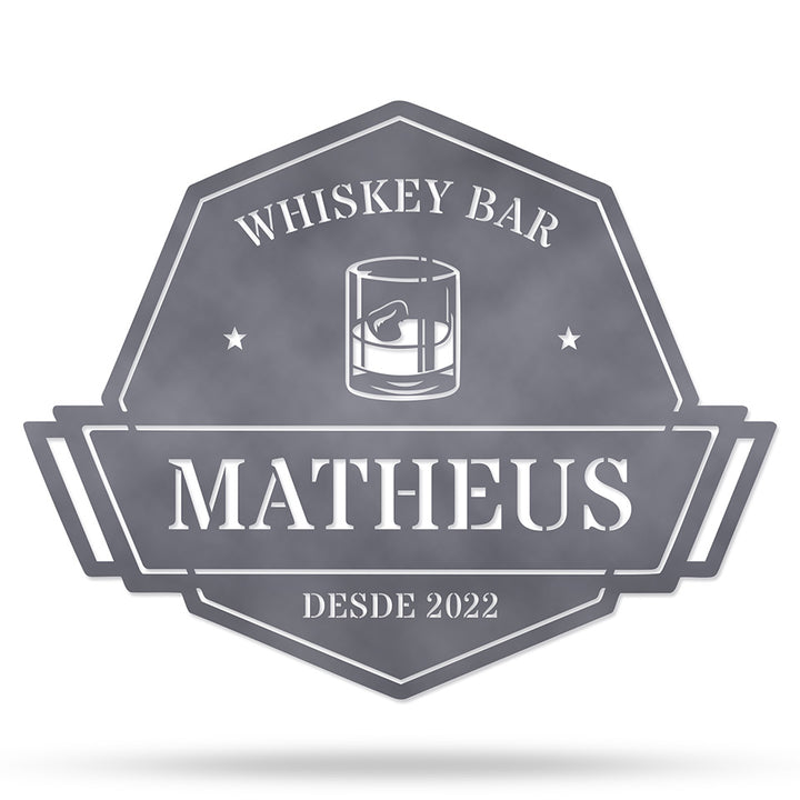 Whiskey Bar em metal — perspectiva complementar da peça