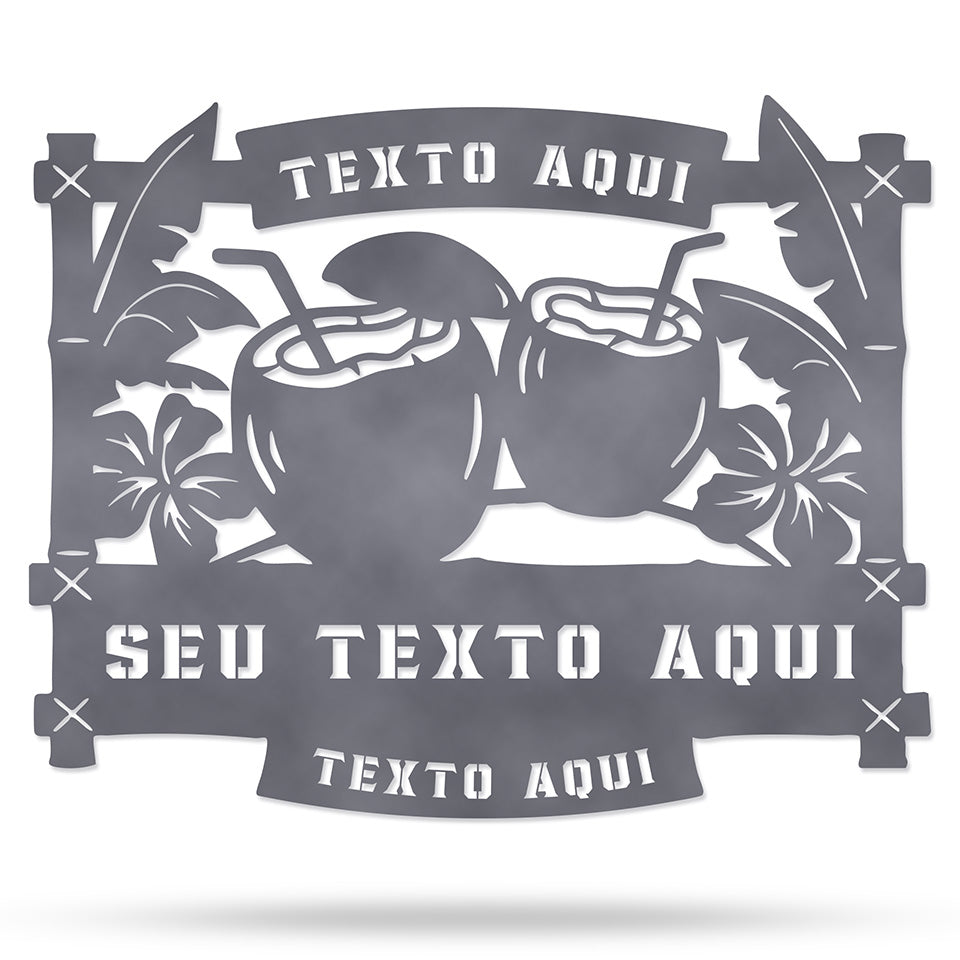 Recanto Paraíso Tropical em metal — detalhe do design artístico