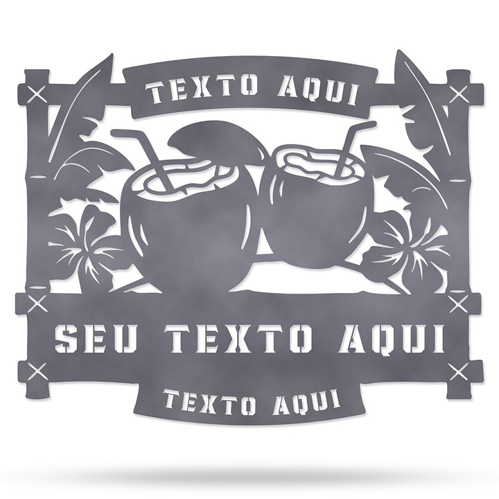 Recanto Paraíso Tropical em metal — detalhe do design artístico